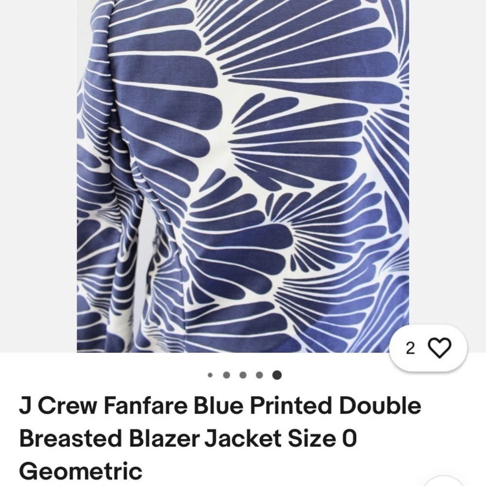J.Crew blue white fanfare blazer separate double breasted jacket size 2 - Picture 12 of 12